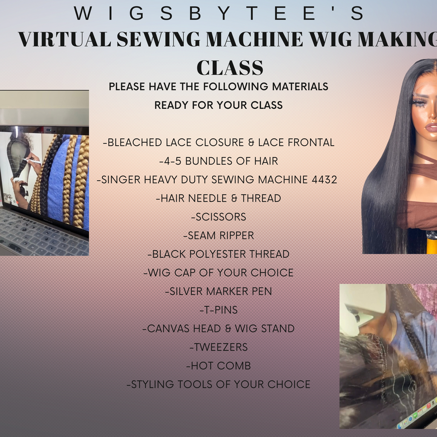 Virtual 1 Day 1-2-1 Sewing Machine Wig Making Class